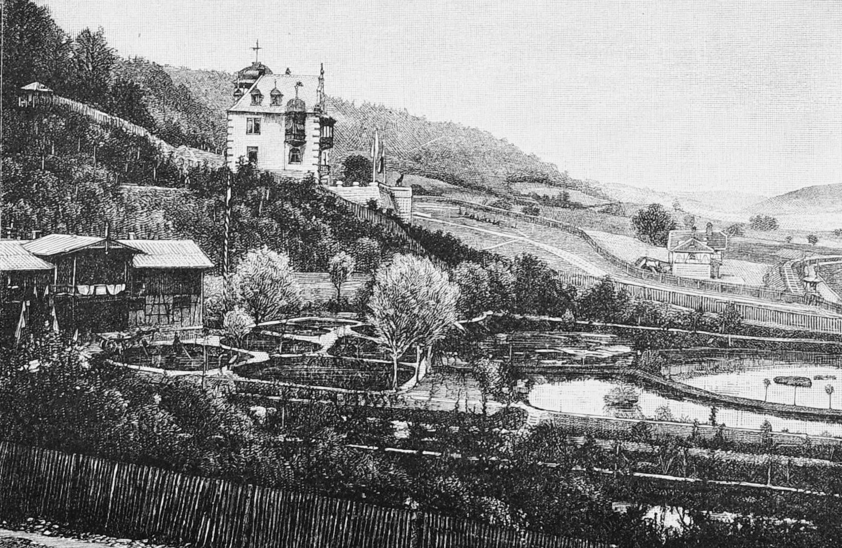 Das Fischgut Seewiese um 1892, historische Darstellung aus der „Gartenlaube“